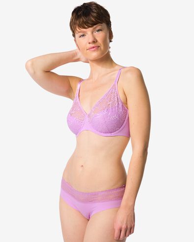 dames brazilian micro met kanten tailleband paars paars - 19602675PURPLE - HEMA