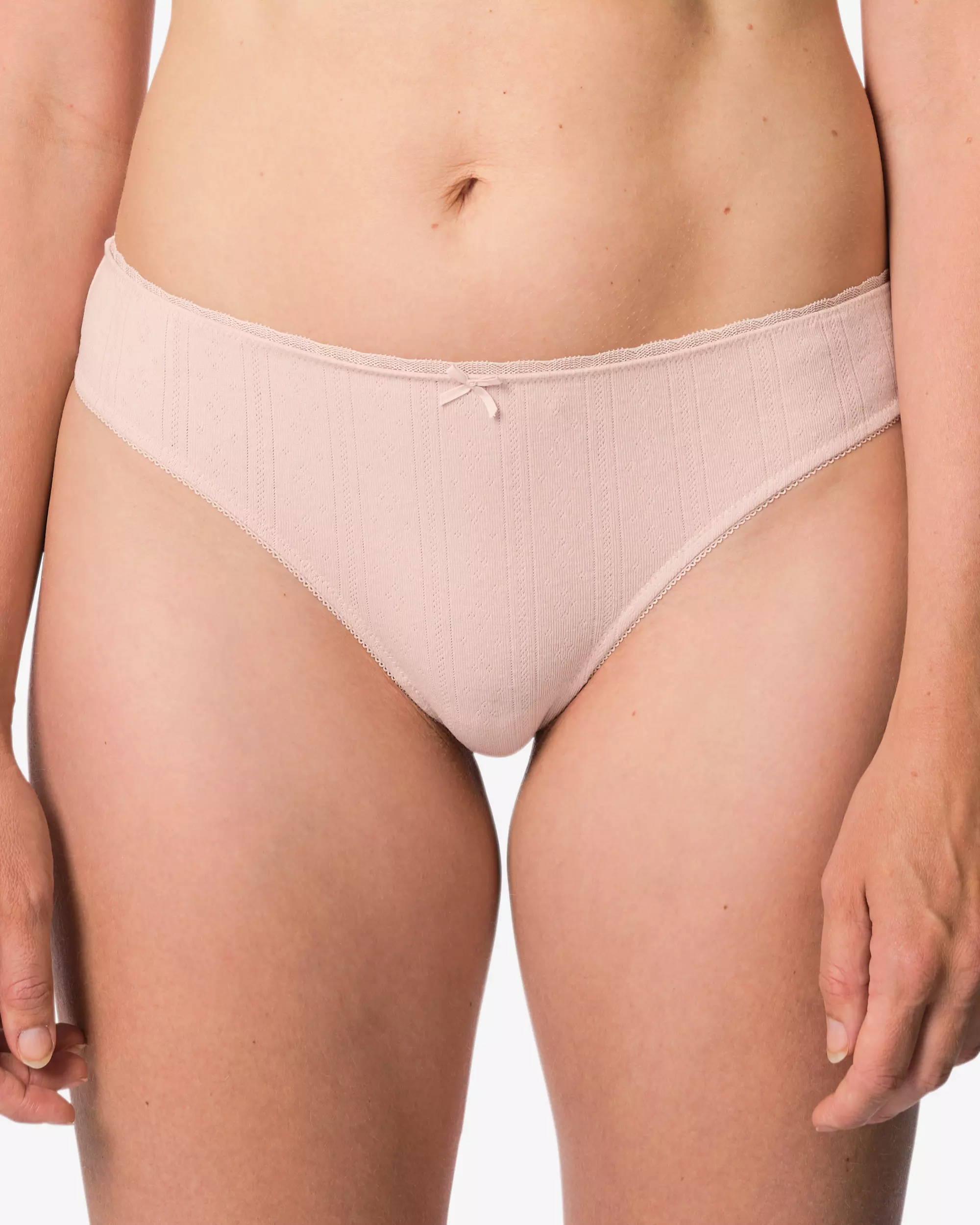 Damen-String mit Pointelle-Muster aus Baumwolle mit Spitze