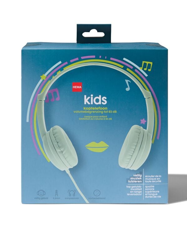 kinder koptelefoon met volumebegrenzing mint - 39620038 - HEMA