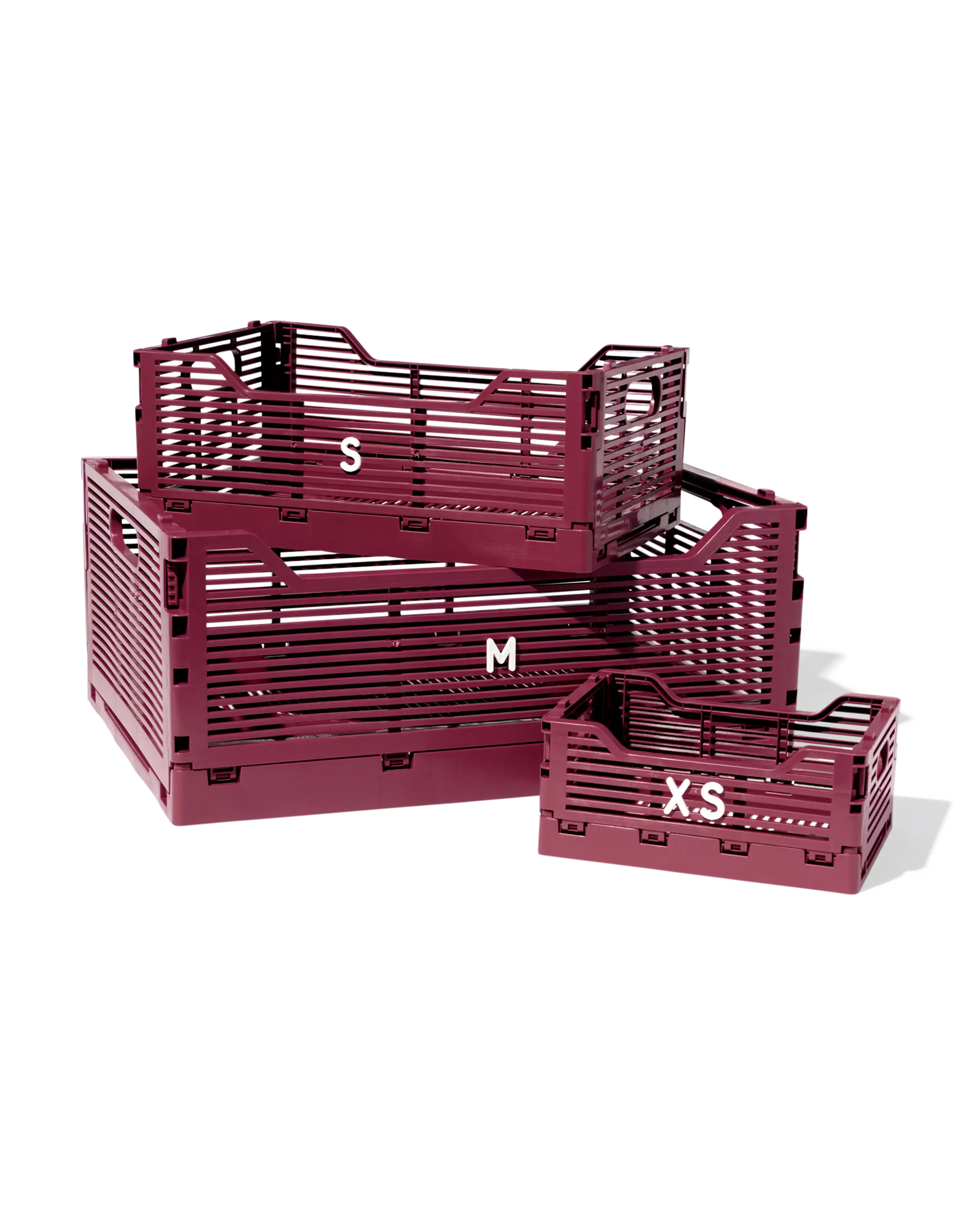 caisse pliante lettres recyclée XS bordeaux