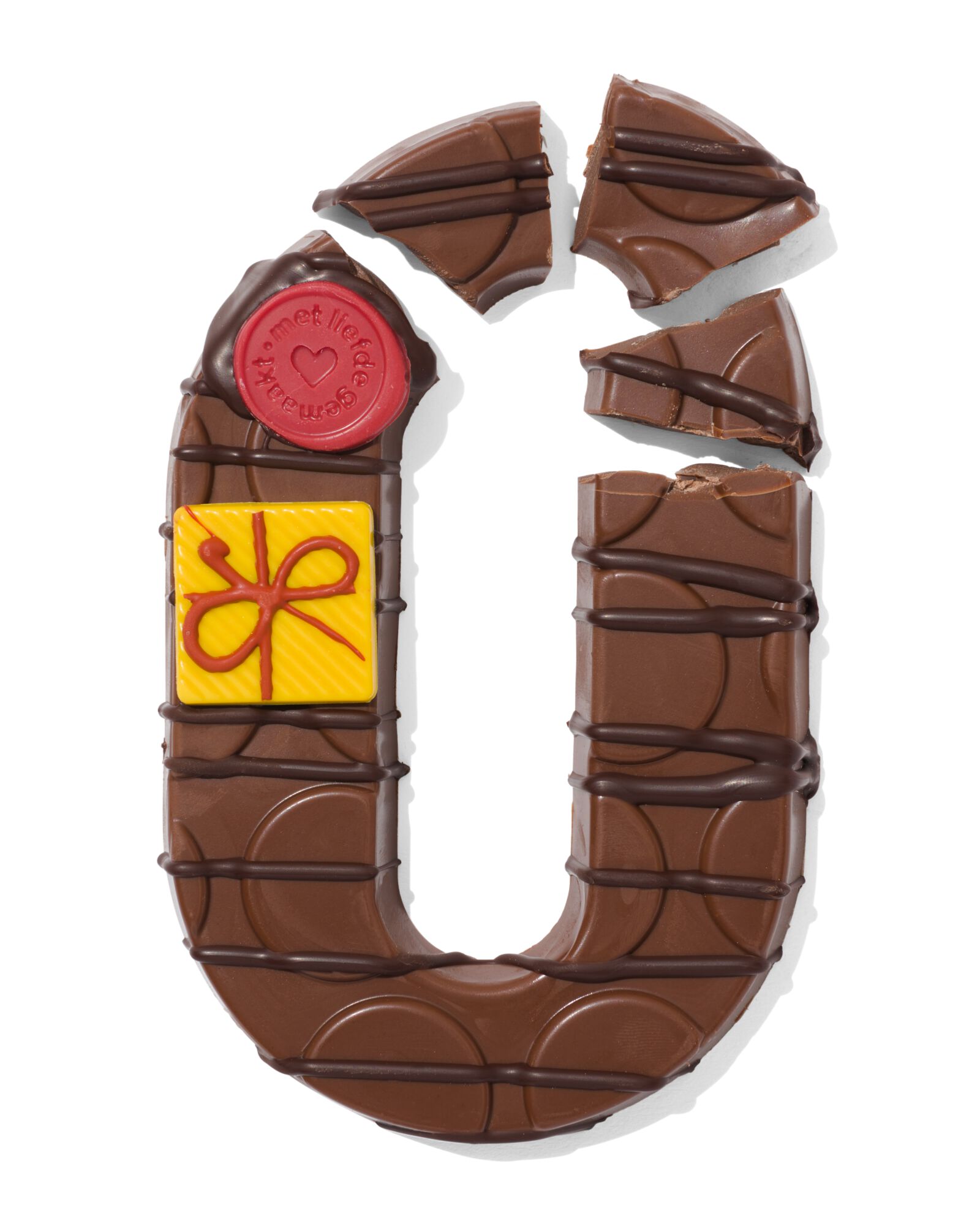 Lettre en chocolat d&eacute;cor&eacute;e &agrave; la main lait O 180g O lait - 24427415 - HEMA