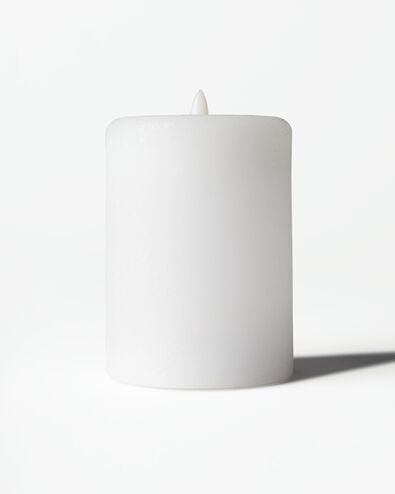 LED-Stumpenkerze, ⌀ 7,5 &times; 10 cm, rustikal, Wei&szlig; - 13550237 - HEMA