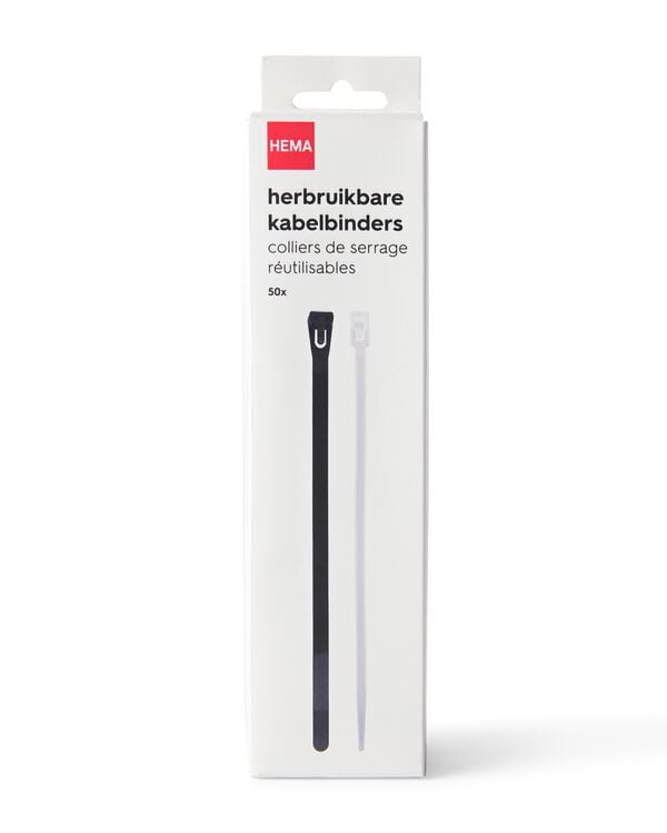 Wiederverwendbare Kabelbinder, wei&szlig;-schwarz &ndash; 50 St&uuml;ck - 81000076 - HEMA