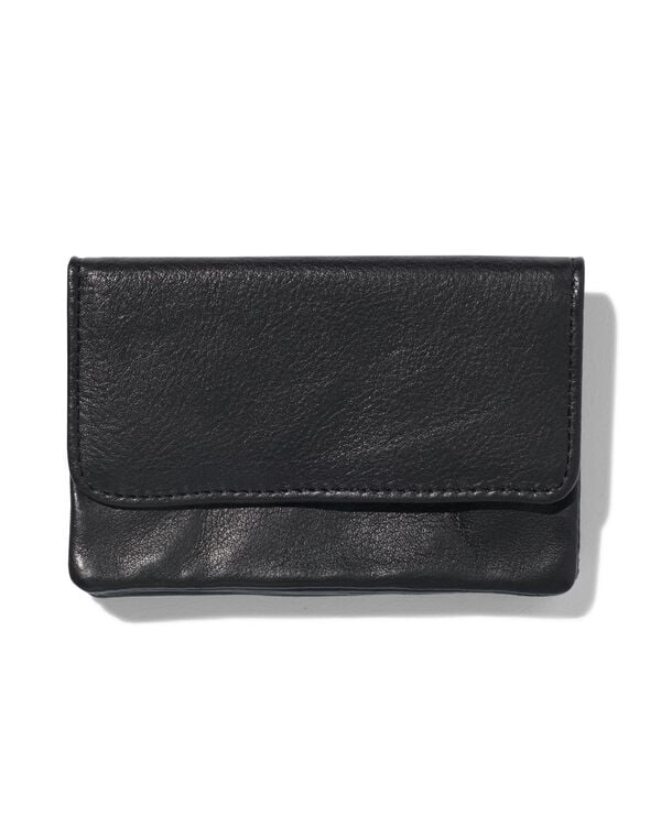portemonnee leer zwart - 18150050 - HEMA