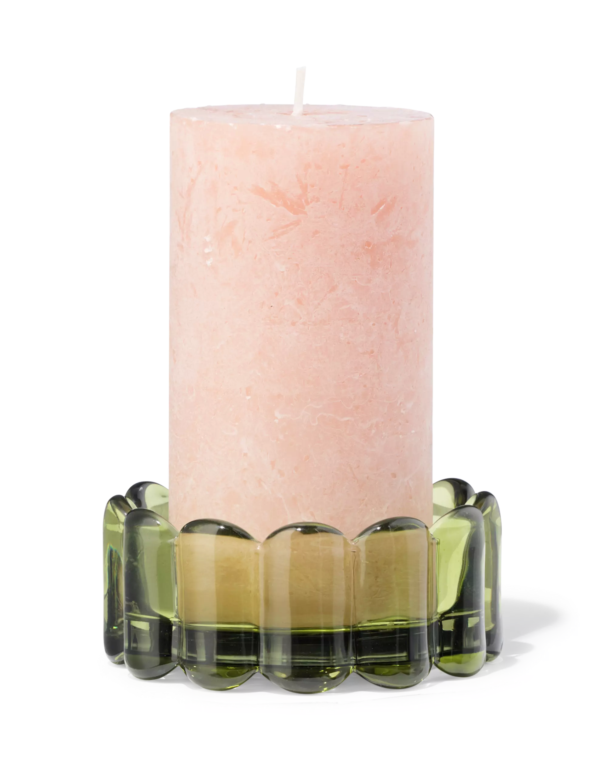kaarsonderzetter ⌀10cm glas ribbel groen