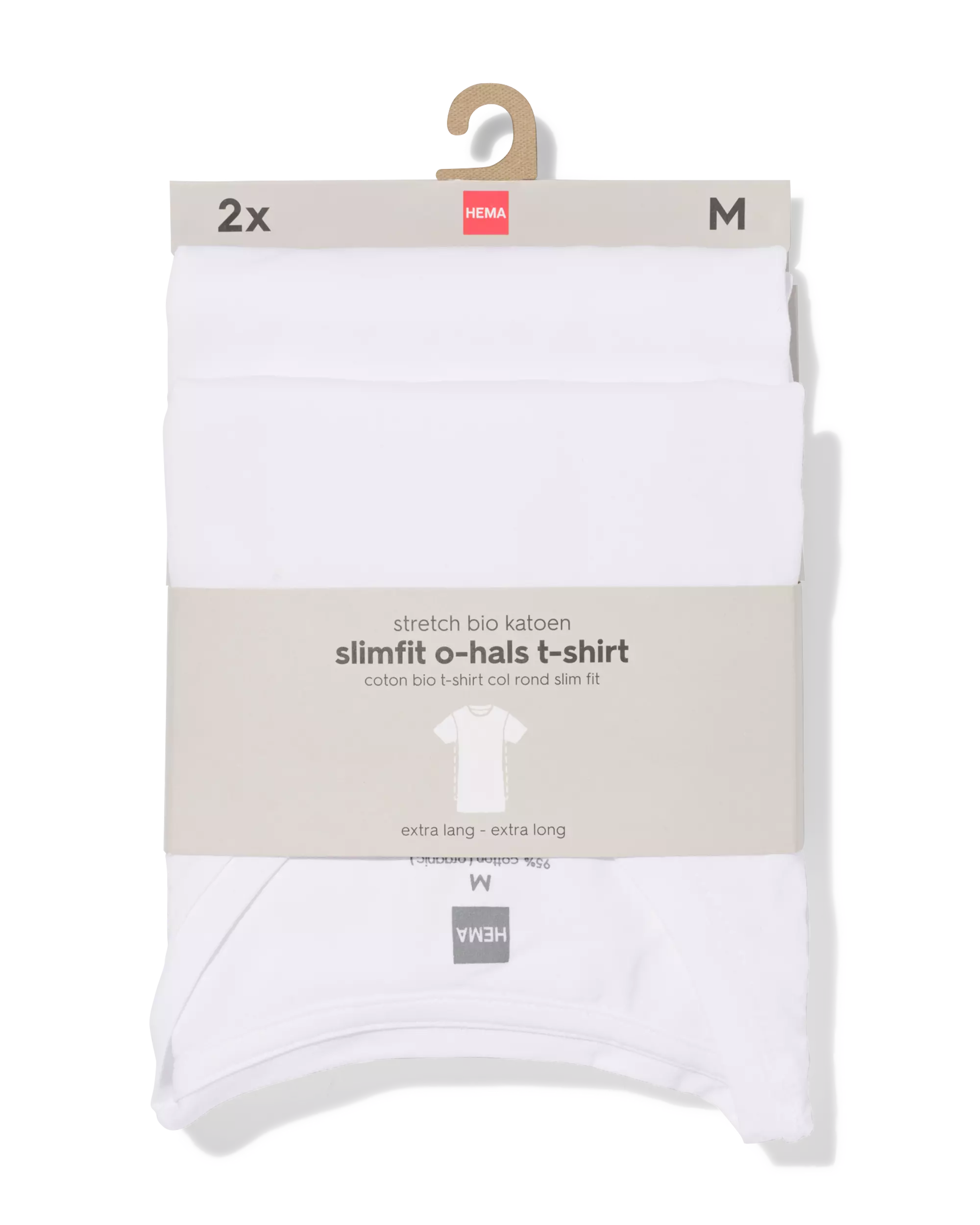 Herren-T-Shirts, Slim Fit, O-Ausschnitt, extra lang – 2 Stück