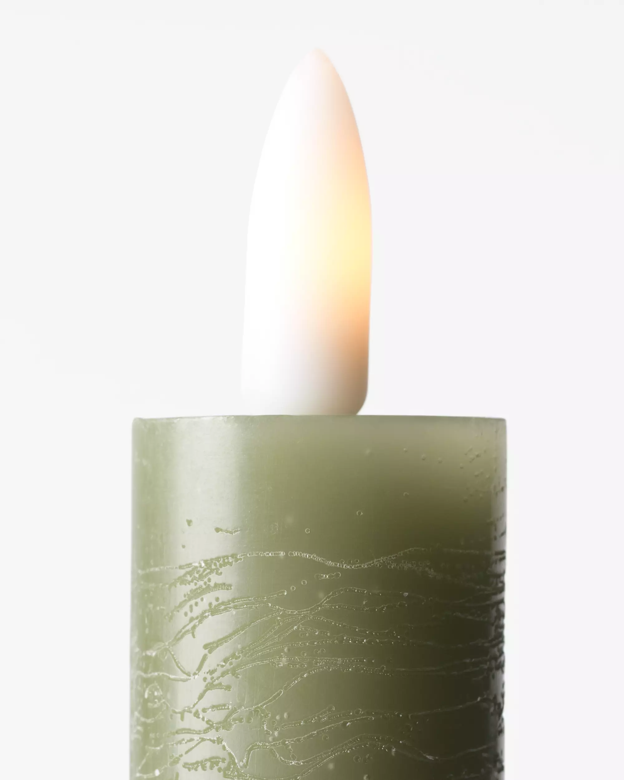 bougie longue LED ⌀2,5 x 27,3 cm rustique olive
