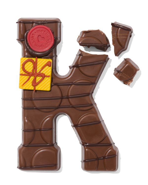 Lettre en chocolat d&eacute;cor&eacute;e &agrave; la main lait K 180g K - 24427411K - HEMA
