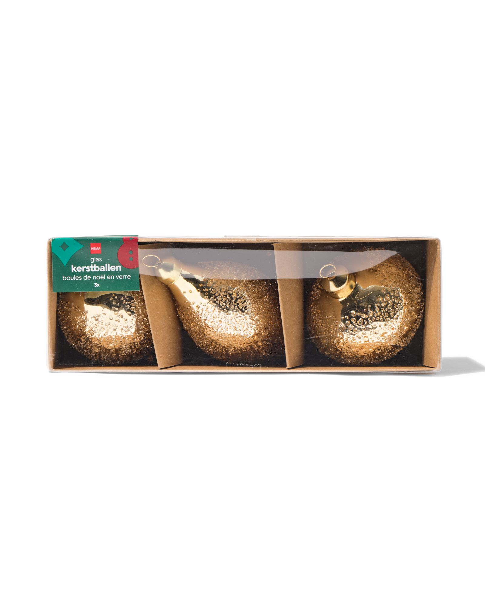 kerstballen glas goud - 3 stuks - 25100266 - HEMA