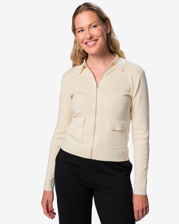damesvest Ivory gebreid gebroken wit gebroken wit - 36212450OFFWHITE - HEMA