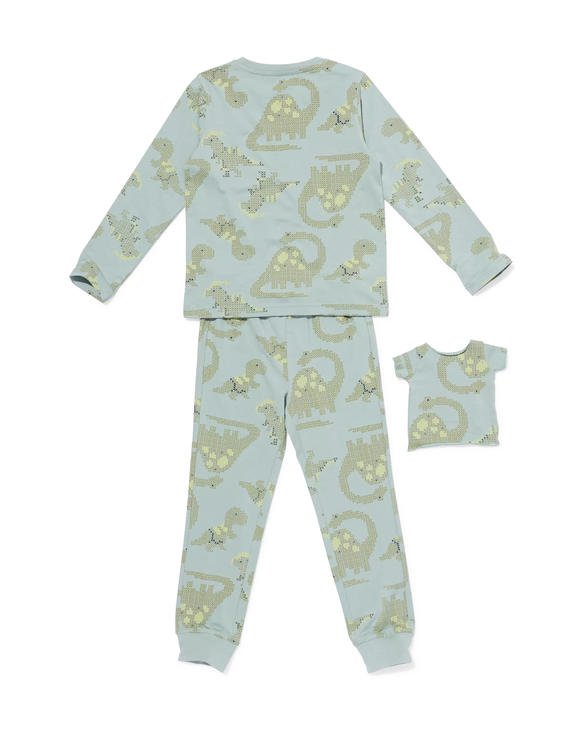 kinderpyjama dino met poppenpyjama