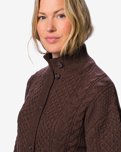 damesvest kabel grofgebreid bruin bruin - 36214570BROWN - HEMA