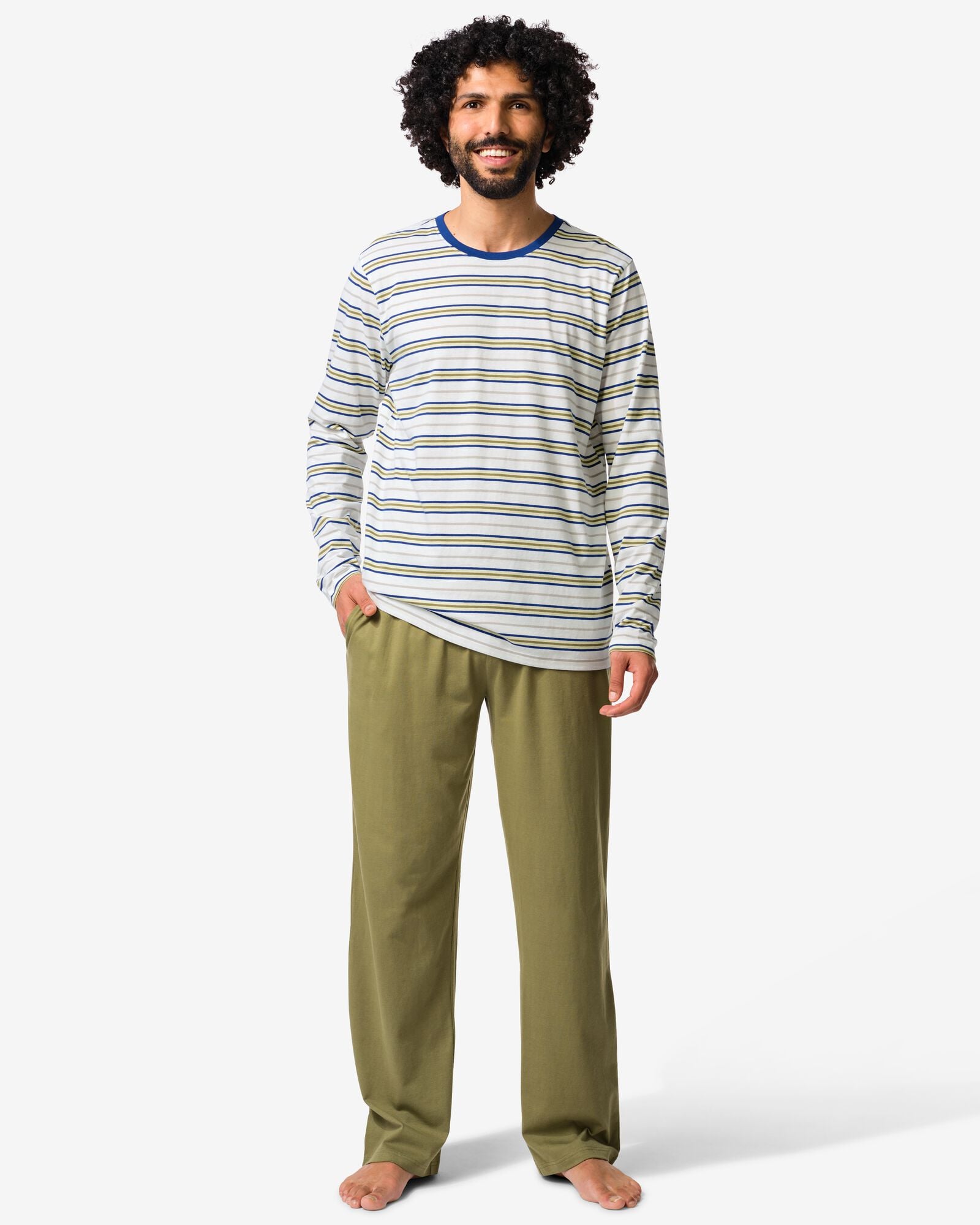pyjama homme Jonas r&eacute;tro jersey blanc cass&eacute; - 23686670OFFWHITE - HEMA