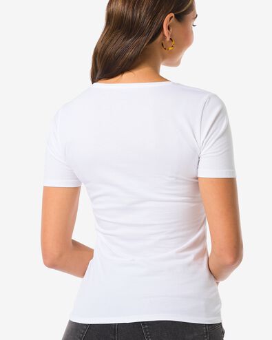 t-shirt femme slim fit col rond blanc blanc - 36398007WHITE - HEMA
