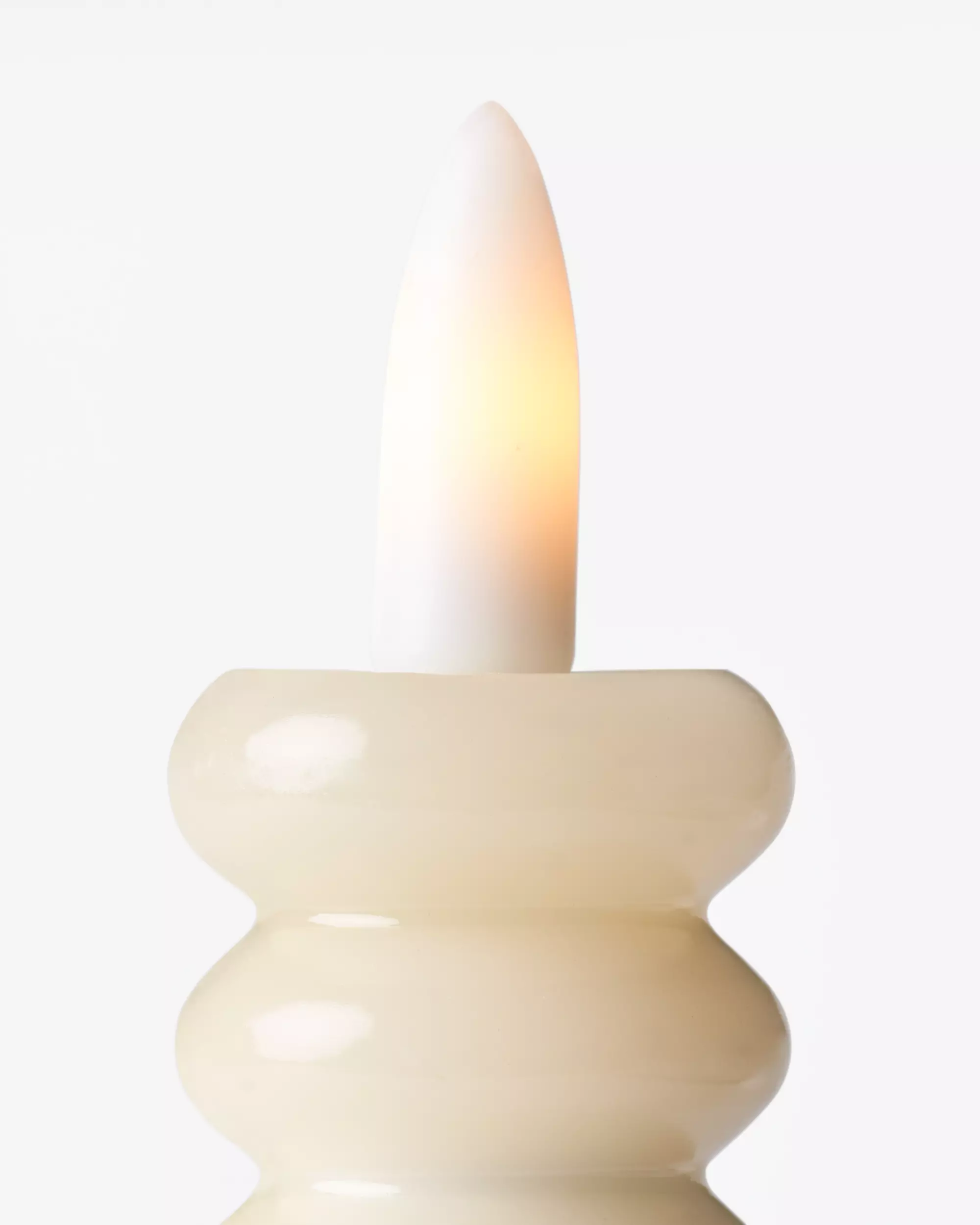 bougie LED de table ⌀2,5 x 18,4 cm nervurée jaune clair