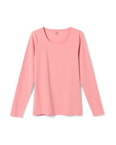 t-shirt femme jersey slim fit col en o rose rose - 36305680PINK - HEMA