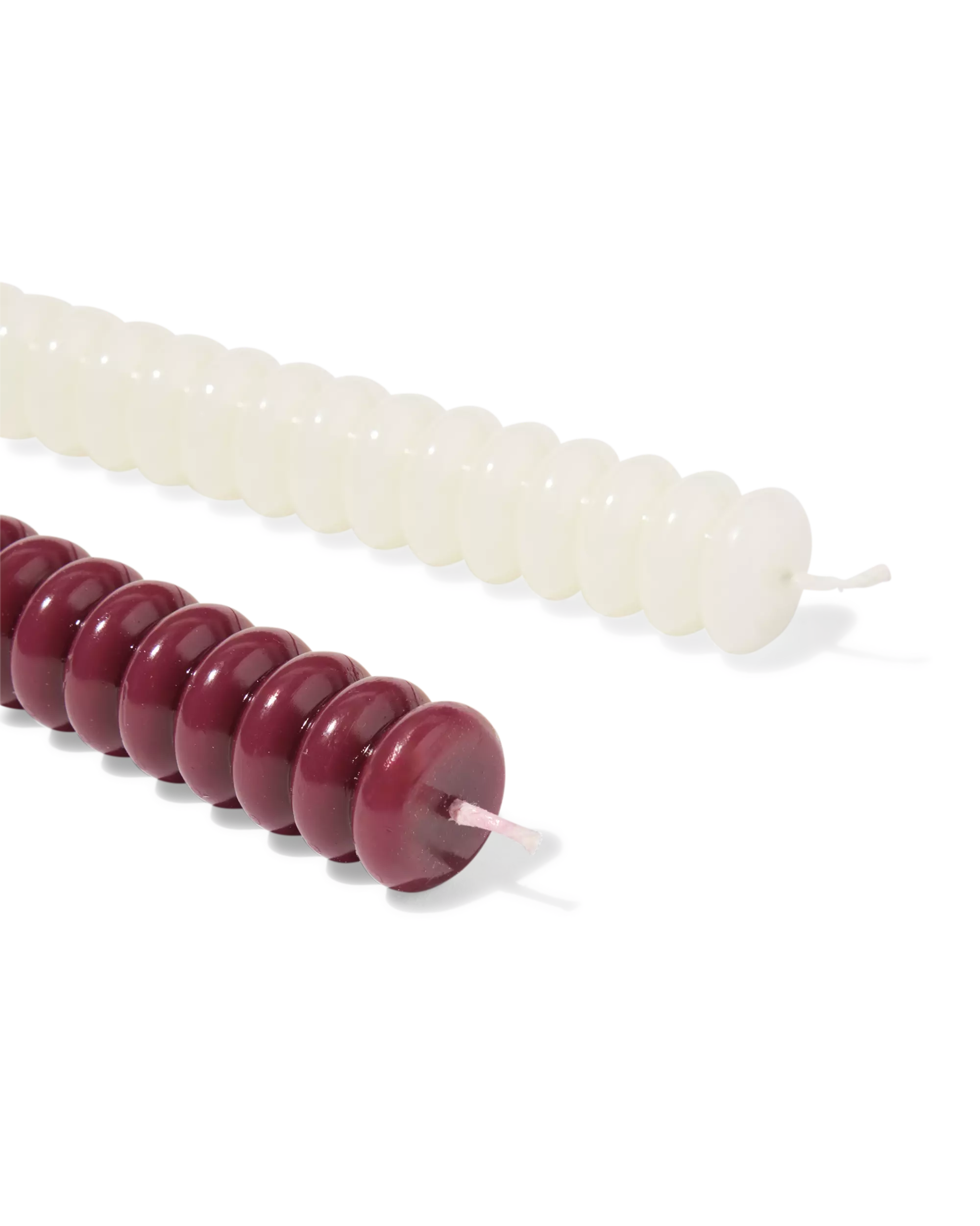 bougies longues ⌀2,2x25cm nervurées rouge foncé - 2 pièces
