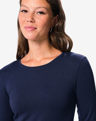 t-shirt femme acrylique jersey thermique bleu fonc&eacute; bleu fonc&eacute; - 36307580DARKBLUE - HEMA