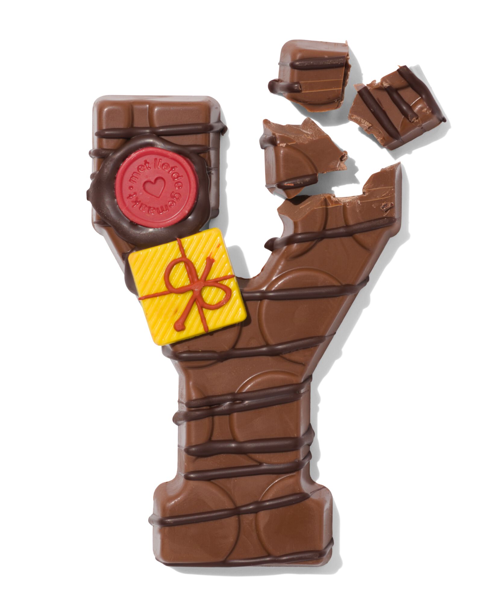 Lettre en chocolat d&eacute;cor&eacute;e &agrave; la main lait Y 180g Y lait - 24427425 - HEMA
