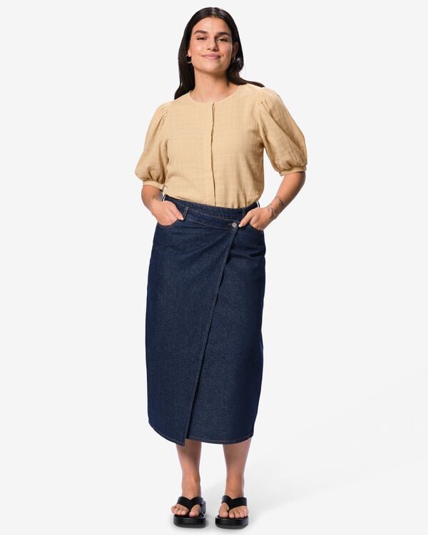 jupe portefeuille femmes Cindy jean bleu fonc&eacute; bleu fonc&eacute; - 36203360DARKBLUE - HEMA
