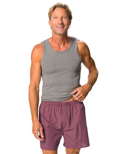 Lockere Herren-Boxershorts, kariert dunkelrot dunkelrot - 19190550DARKRED - HEMA