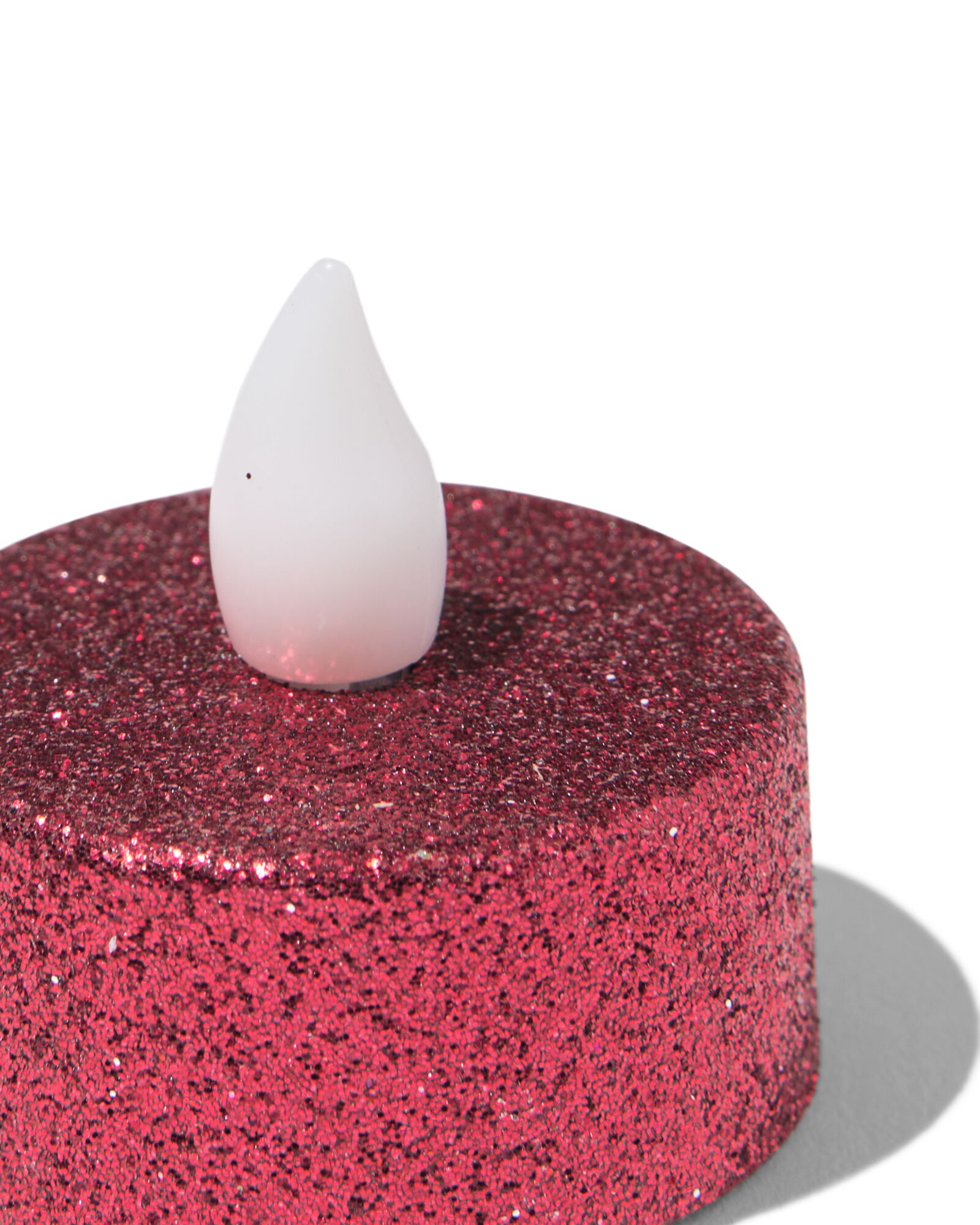 LED-Teelichter, ⌀ 3,8 &times; 3,6 cm, Rot mit Glitzer &ndash; 2 St&uuml;ck - 25500177 - HEMA