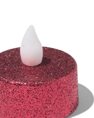 LED-Teelichter, ⌀ 3,8 &times; 3,6 cm, Rot mit Glitzer &ndash; 2 St&uuml;ck - 25500177 - HEMA