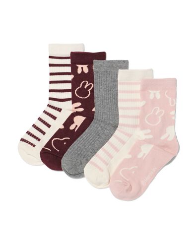 chaussettes enfant miffy c&ocirc;tel&eacute;es rayures - 5 paires vieux rose vieux rose - 4321110OLDPINK - HEMA