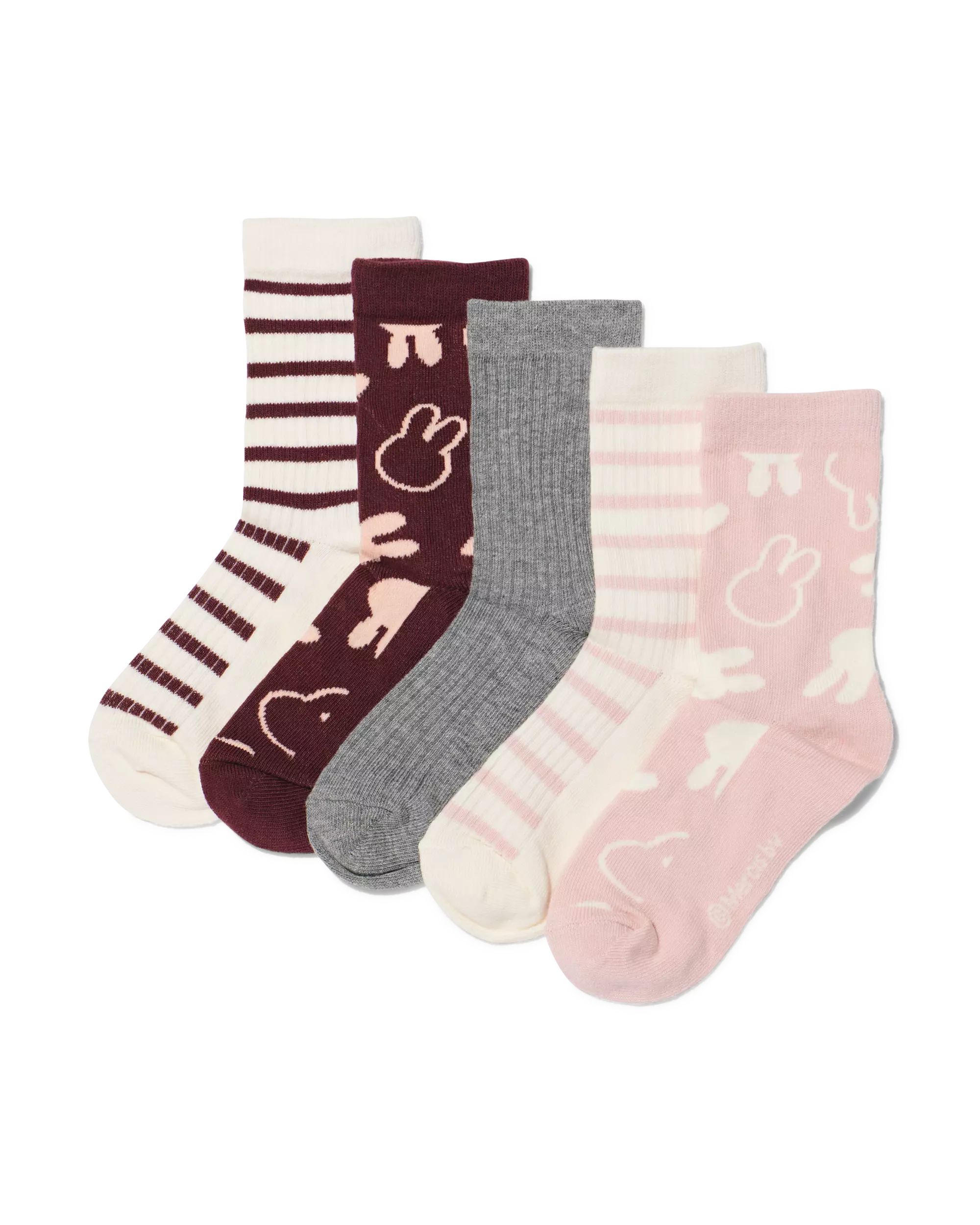 chaussettes enfant miffy côtelées rayures - 5 paires