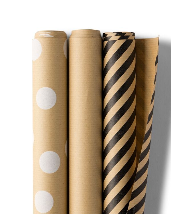 papier cadeau 2mx50cm kraft - 3 pi&egrave;ces - 14700637 - HEMA