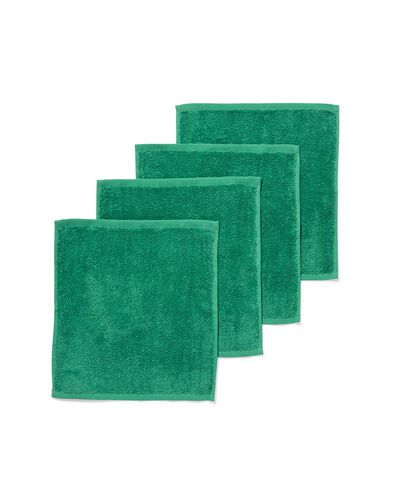 gezichtdoekjes zware kwaliteit middengroen - 4 stuks middengroen gezichtsdoekjes 30 x 30 - 5282881 - HEMA