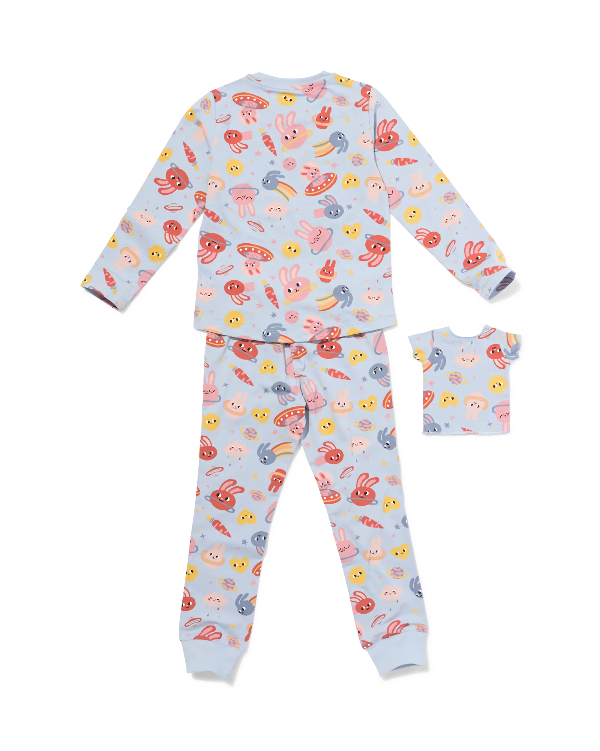 Kinder-Pyjama, Weltall, mit Puppenpyjama