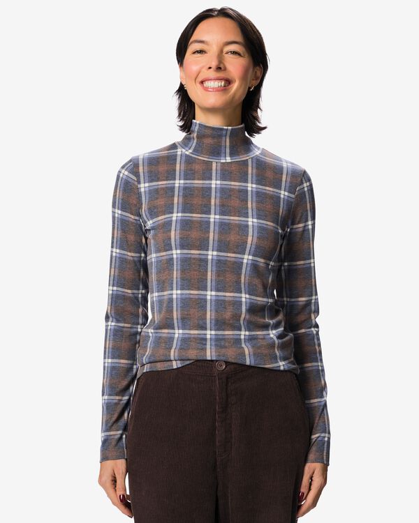 dames T-shirt Ola ruiten donkerblauw donkerblauw - 36215220DARKBLUE - HEMA