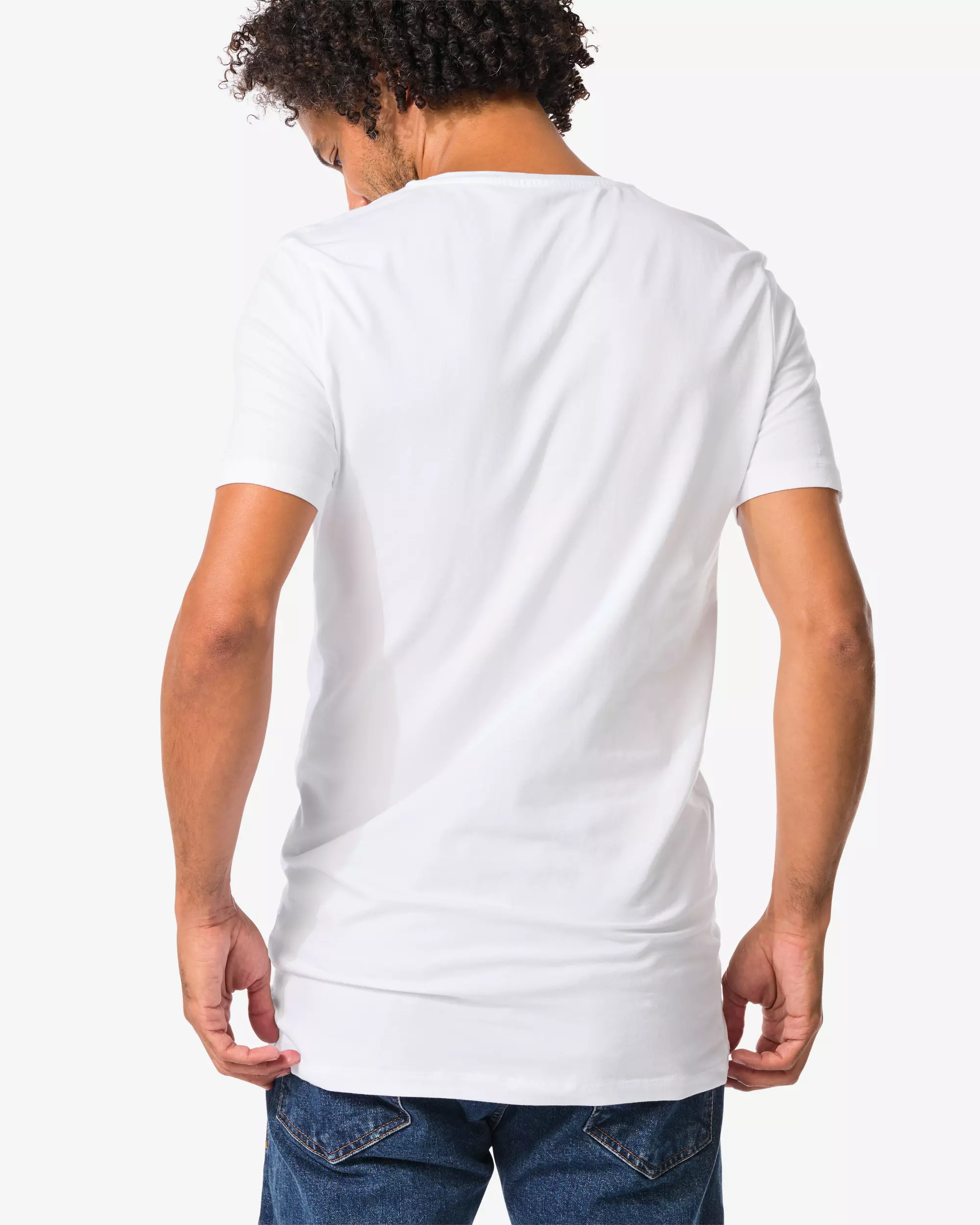 Herren-T-Shirts, Slim Fit, V-Ausschnitt, extra lang – 2 Stück
