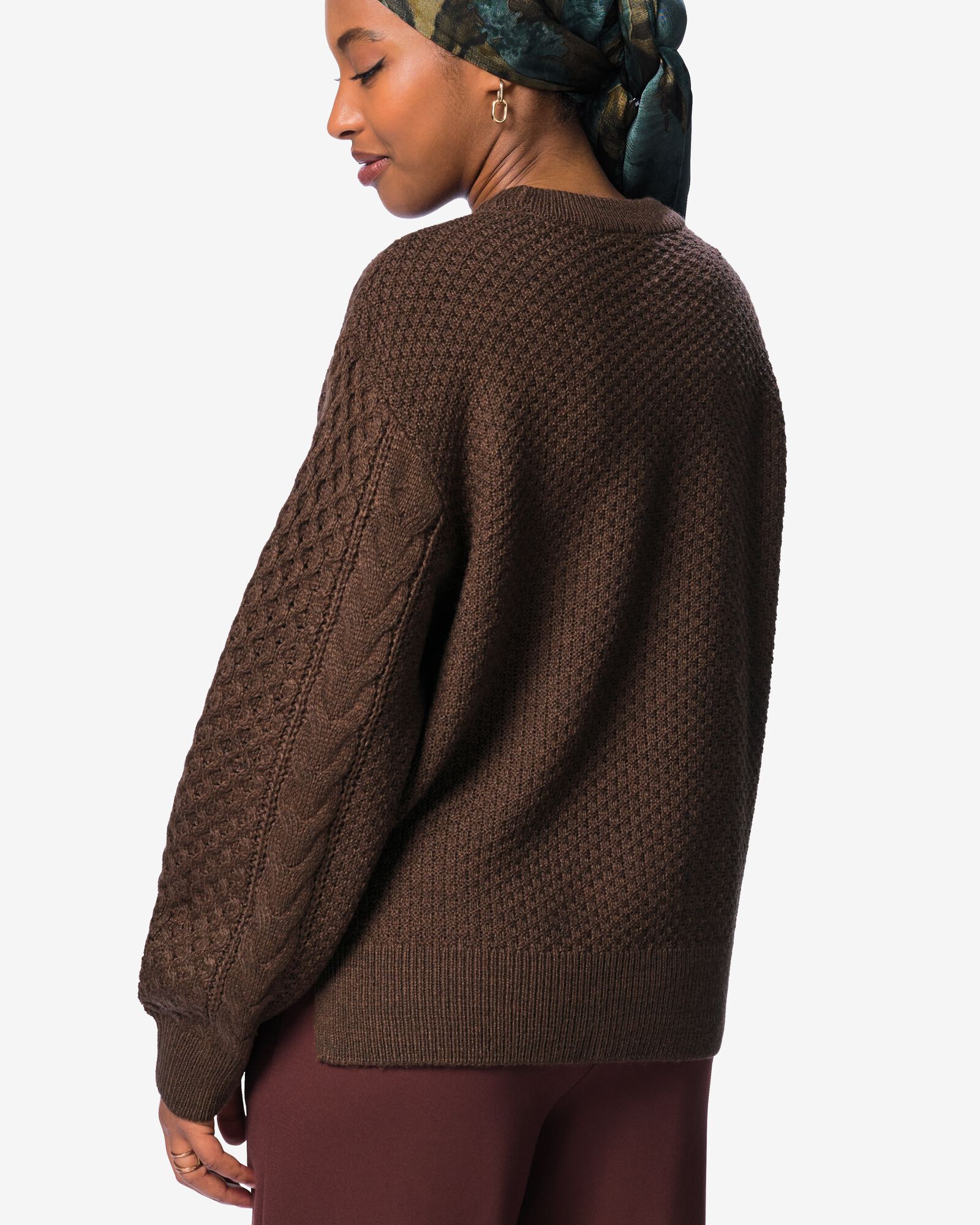 damestrui Zelda kabel grofgebreid bruin bruin - 36214540BROWN - HEMA