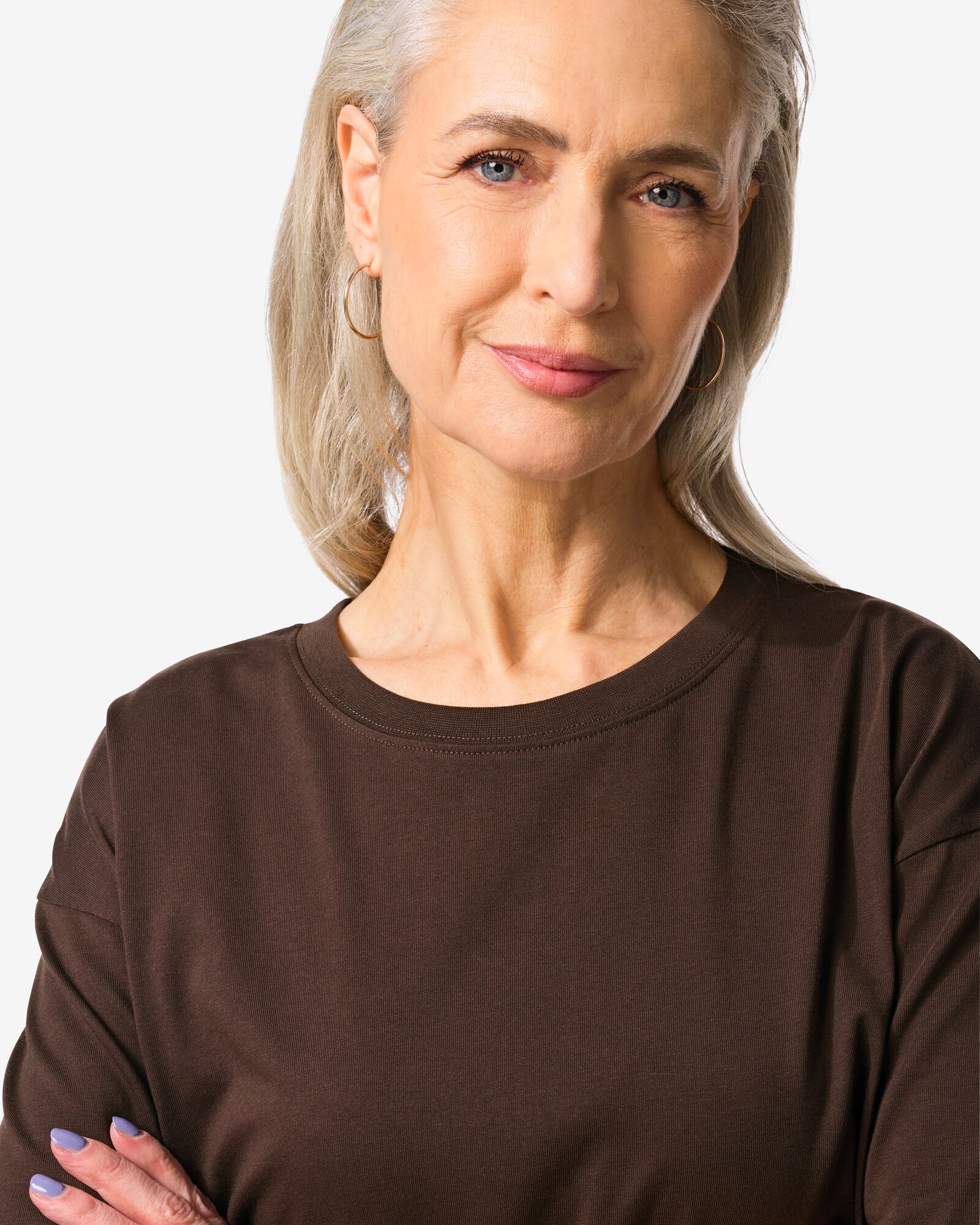 Damen-T-Shirt Oversized Fit braun braun - 36311480BROWN - HEMA