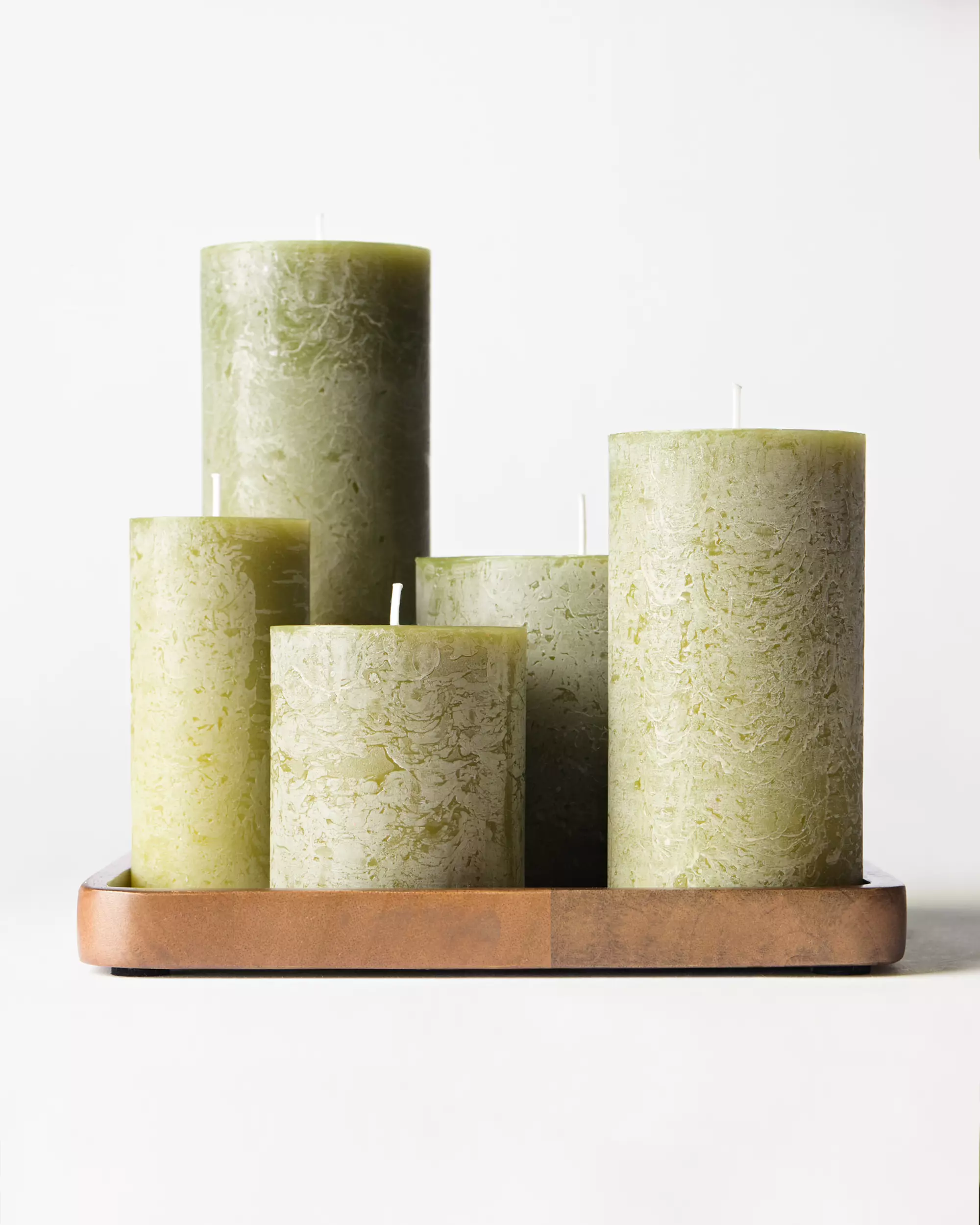 bougie cylindrique ⌀10x10cm rustique olive