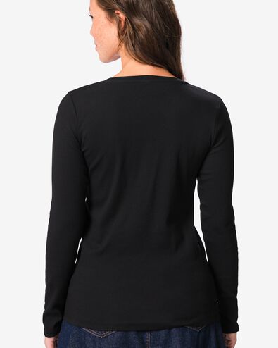 t-shirt femme Clara c&ocirc;tel&eacute; coton noir noir - 36307760BLACK - HEMA