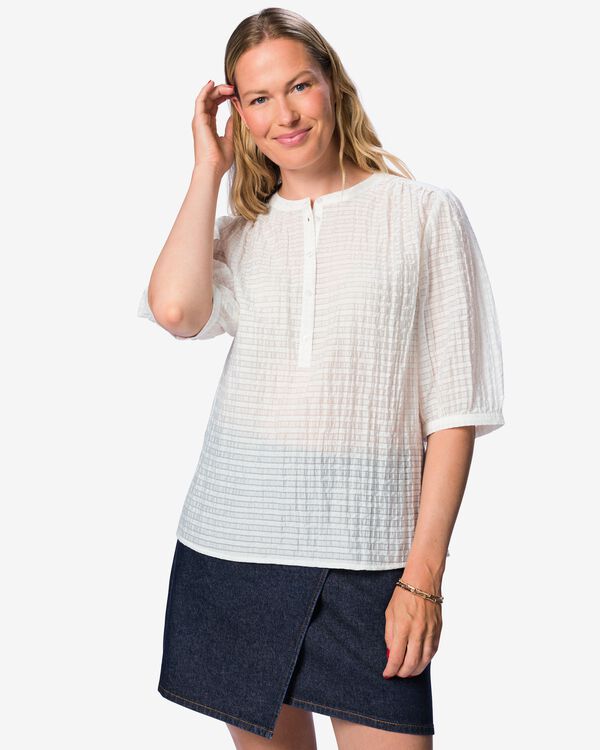 damesblouse Bay strepen wit wit - 36213280WHITE - HEMA