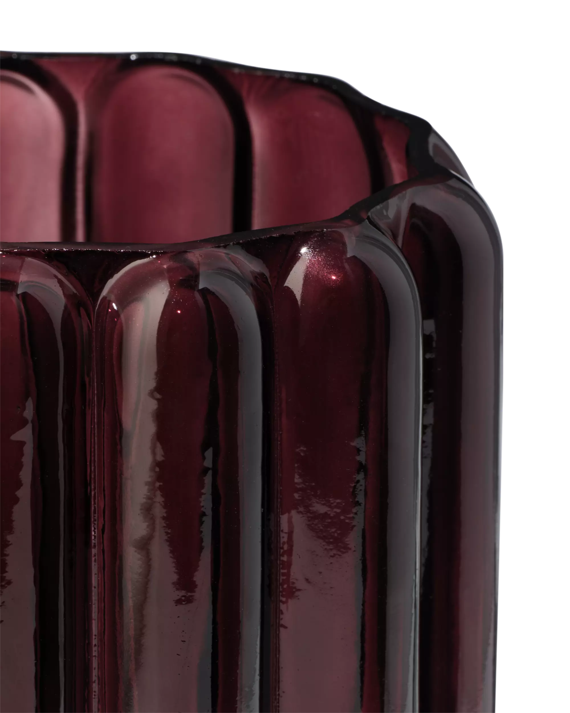 vase 18cm verre nervuré marron