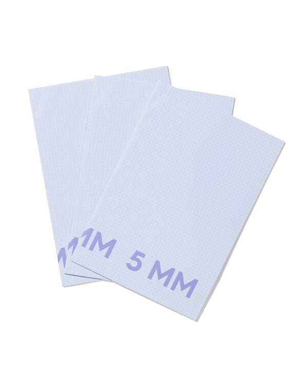 3er-Pack Hefte, DIN A4, kariert (5 x 5 mm), blau - 14120227 - HEMA