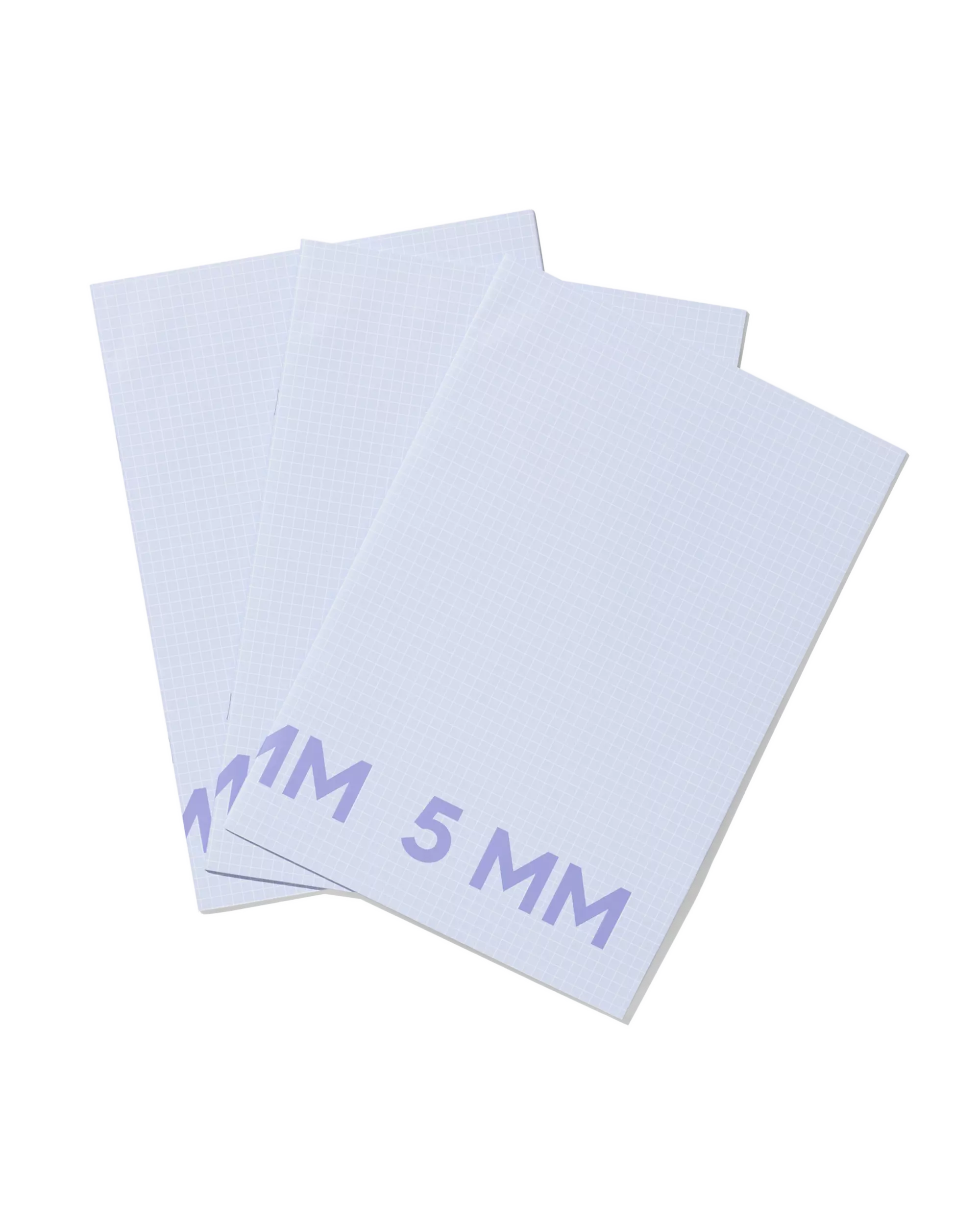 3er-Pack Hefte, DIN A4, kariert (5 x 5 mm), blau
