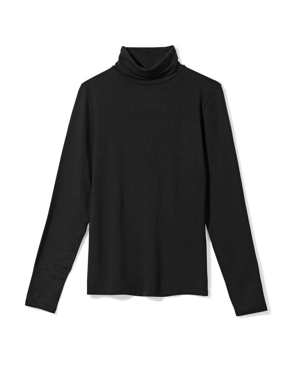 dames themo t-shirt col zwart zwart - 36364180BLACK - HEMA