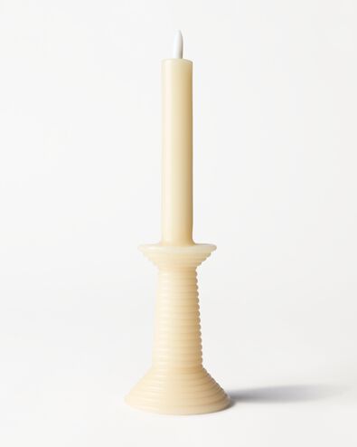 LED-Formkerze, Kerzenst&auml;nder, ⌀ 7,6 &times; 27,5 cm, rustikal, Elfenbein - 13550226 - HEMA