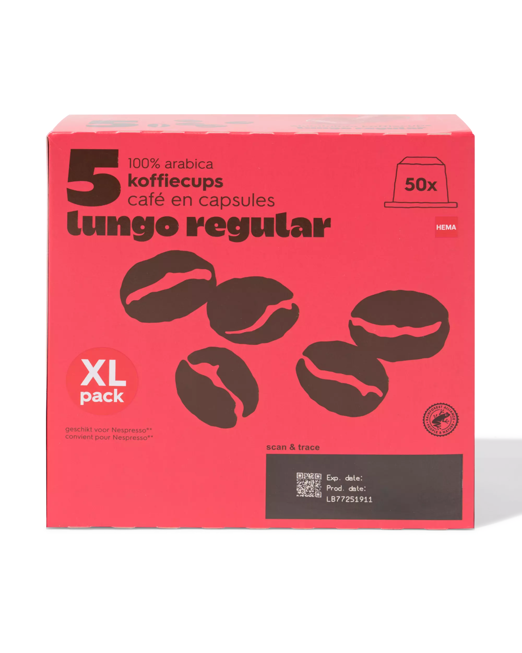 50 capsules de café lungo regular