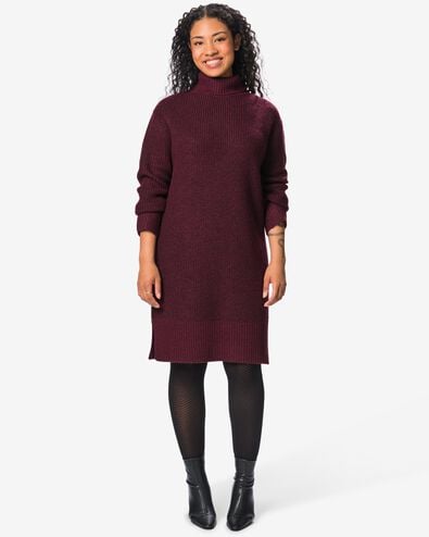 Damenkleid, Midi, Regular Fit, Strick bordeauxrot bordeauxrot - 36307280BURGUNDYRED - HEMA