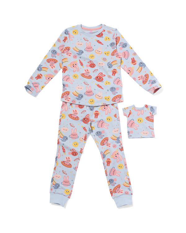 kinderpyjama ruimte met poppenpyjama lichtblauw lichtblauw - 23001920LIGHTBLUE - HEMA