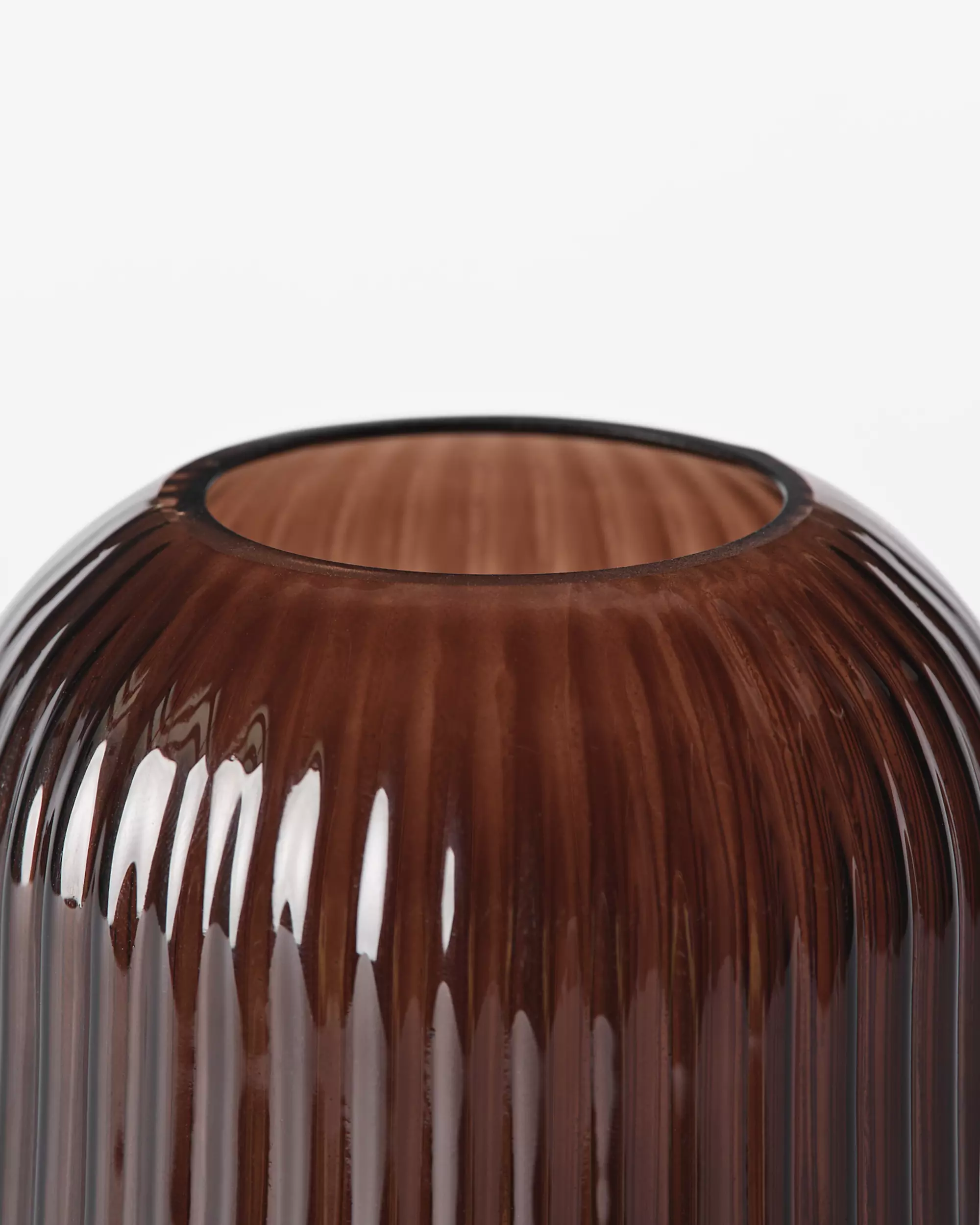 vase ⌀8,4x10cm Bink verre nervuré marron