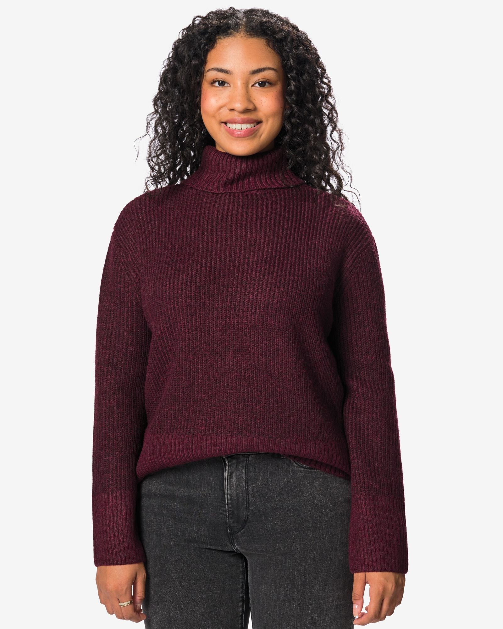 pull &agrave; col roul&eacute; femme polyester bordeaux bordeaux - 36307240BURGUNDYRED - HEMA