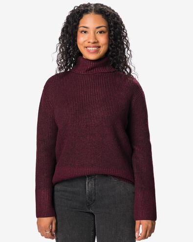 pull &agrave; col roul&eacute; femme polyester bordeaux bordeaux - 36307240BURGUNDYRED - HEMA